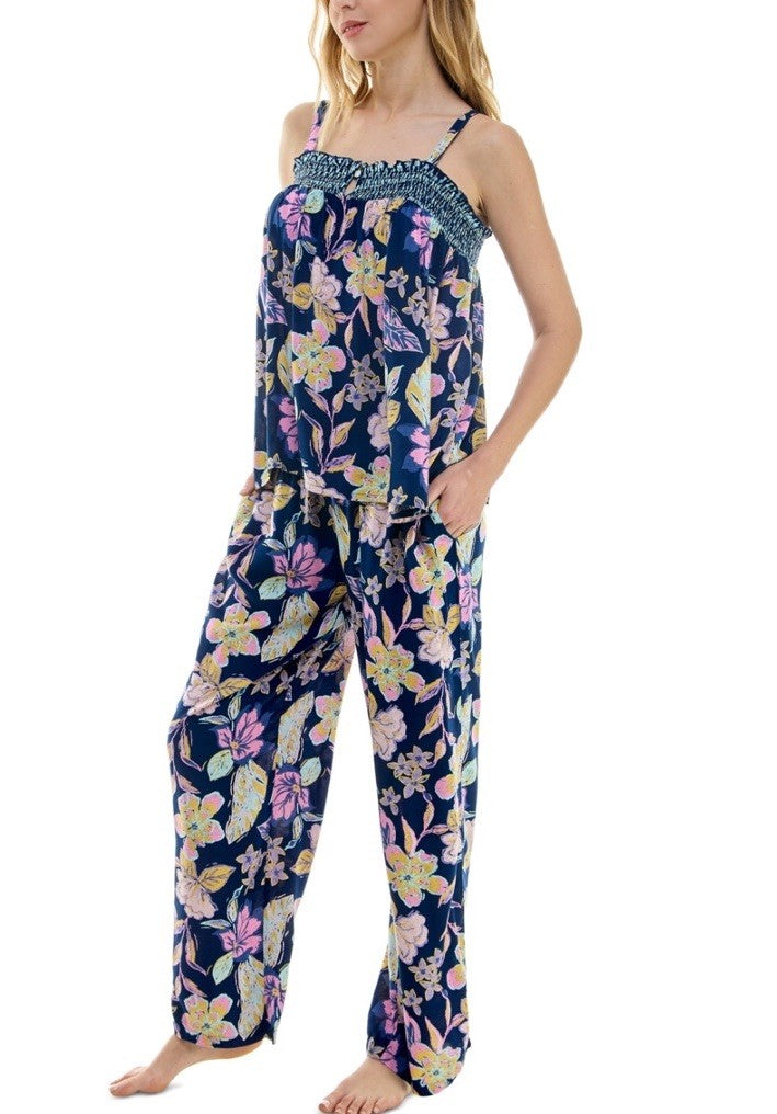 Roudelain Women's 2-Pc Smocked Swing Cami & Pants Pajamas Set - Rain Forest, XL
