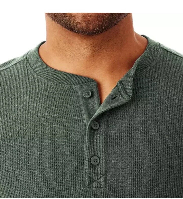 Member’s Mark Long Sleeve, Thermal Henley, NWT, Men’s Size XXL, Midnight Green