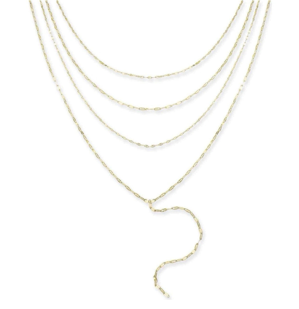 Inc International Concepts Gold-Tone Shimmer Chain Multi-Row Necklace, 16″ + 3″
