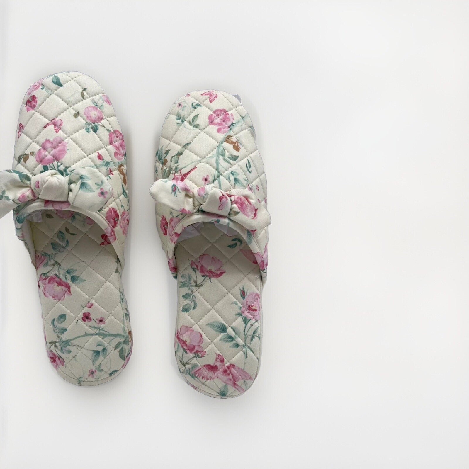 Charter Club Memory Foam Women’s Slippers M 7-8 Yellow With Flowers 