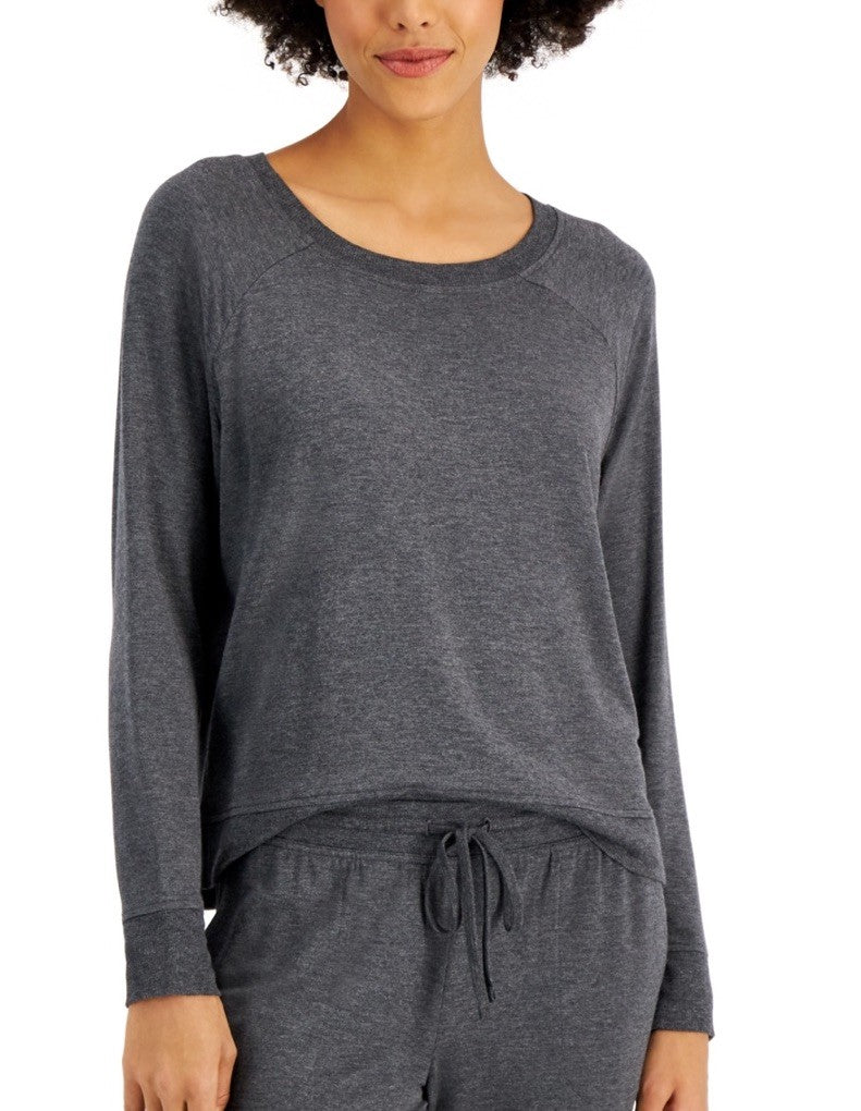 Alfani Ultra-Soft Crew Sleep Top Hy Charcoal Htr M