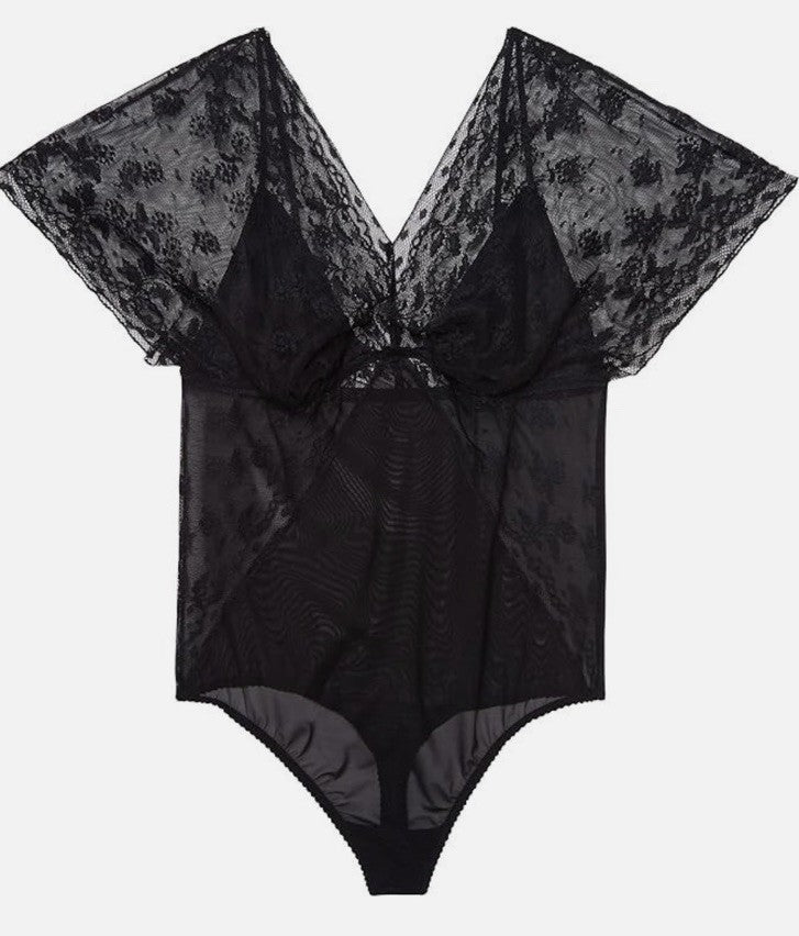 WACOAL Black Lifted In Luxury Lace Thong Bodysuit  Black M
