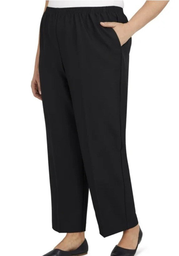 Alfred Dunner Plus Size Classic Fit Pants 24W Proportioned Short Pull On Black