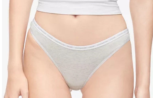 CALVIN KLEIN CK One Cotton Singles Thong Underwear QD3783 Snow Heather Size L