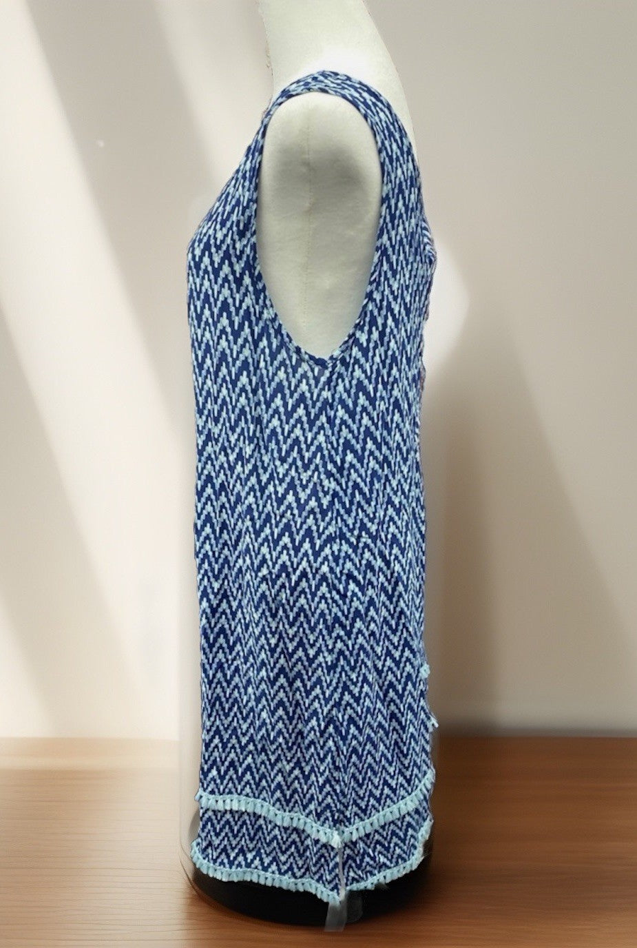 Roudelain Women's Printed Tassel-Trim Tank Nightgown - Slash Geo Size S