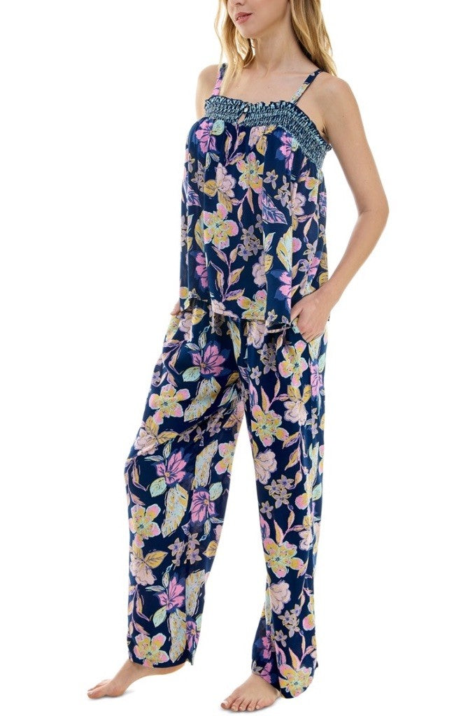 Roudelain Women's 2-Pc Smocked Swing Cami & Pants Pajamas Set - Rain Forest, S