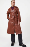 COTTON ON Women's Faux Leather Trench Coat Soft Brown M-L