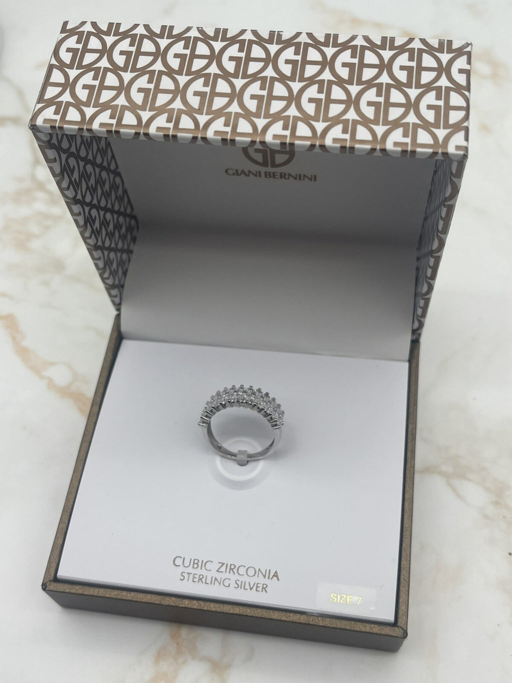 Giani Bernini Sterling Silver Cubic Zirconia Baguette Statement Ring Sz 7 $85