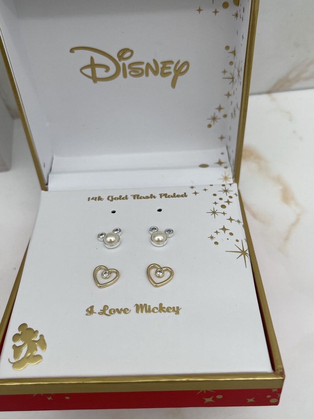 Disney 14k Gold Flash Plated I Love Mickey Set Of 2