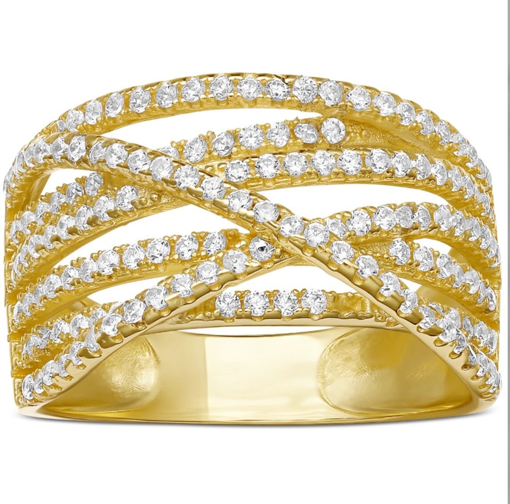 Giani Bernini Cubic Zirconia Crossover Statement Ring in 18k Gold over Silver, 8