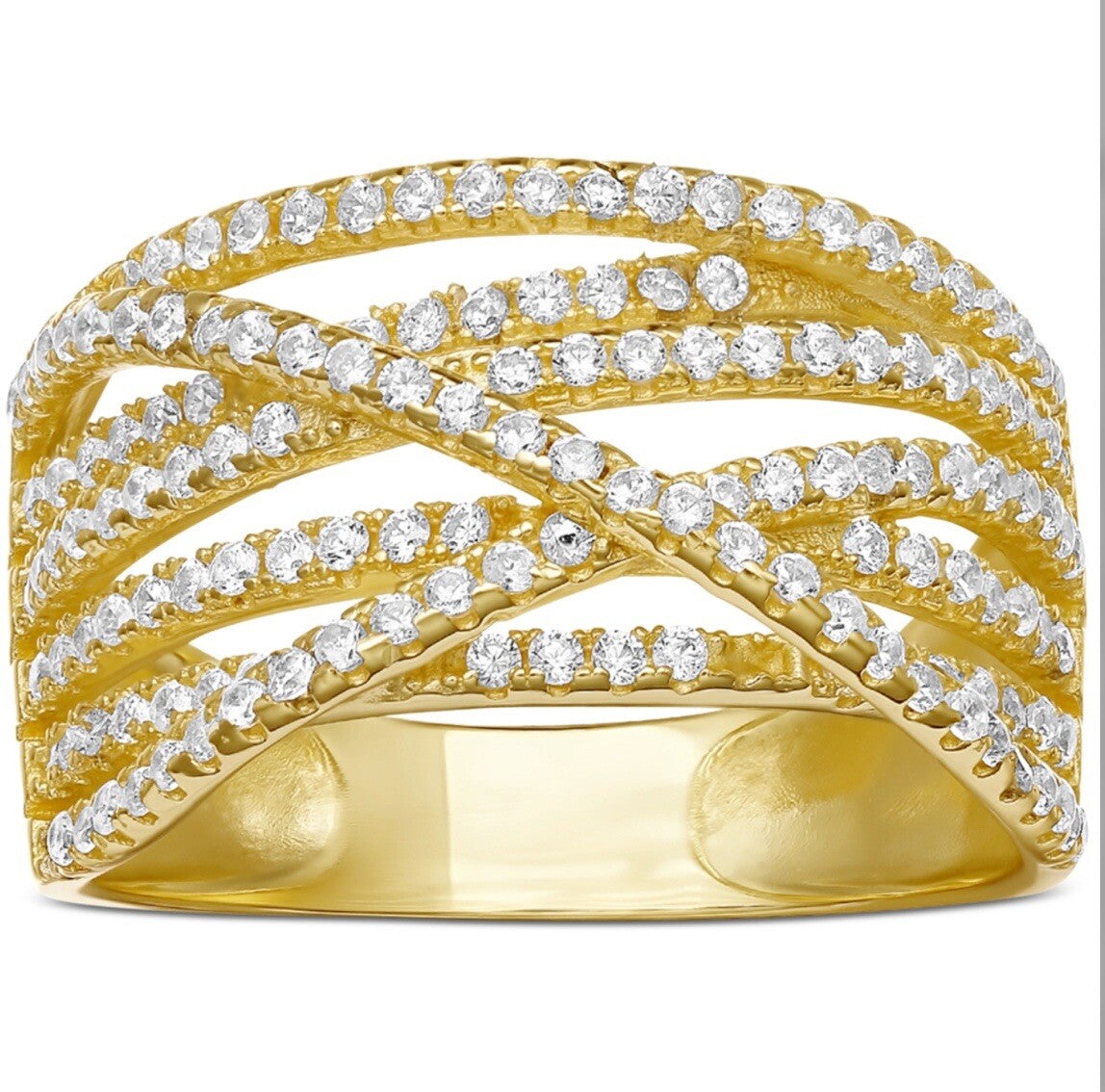 Giani Bernini Cubic Zirconia Crossover Statement Ring in 18k Gold over Silver, 8