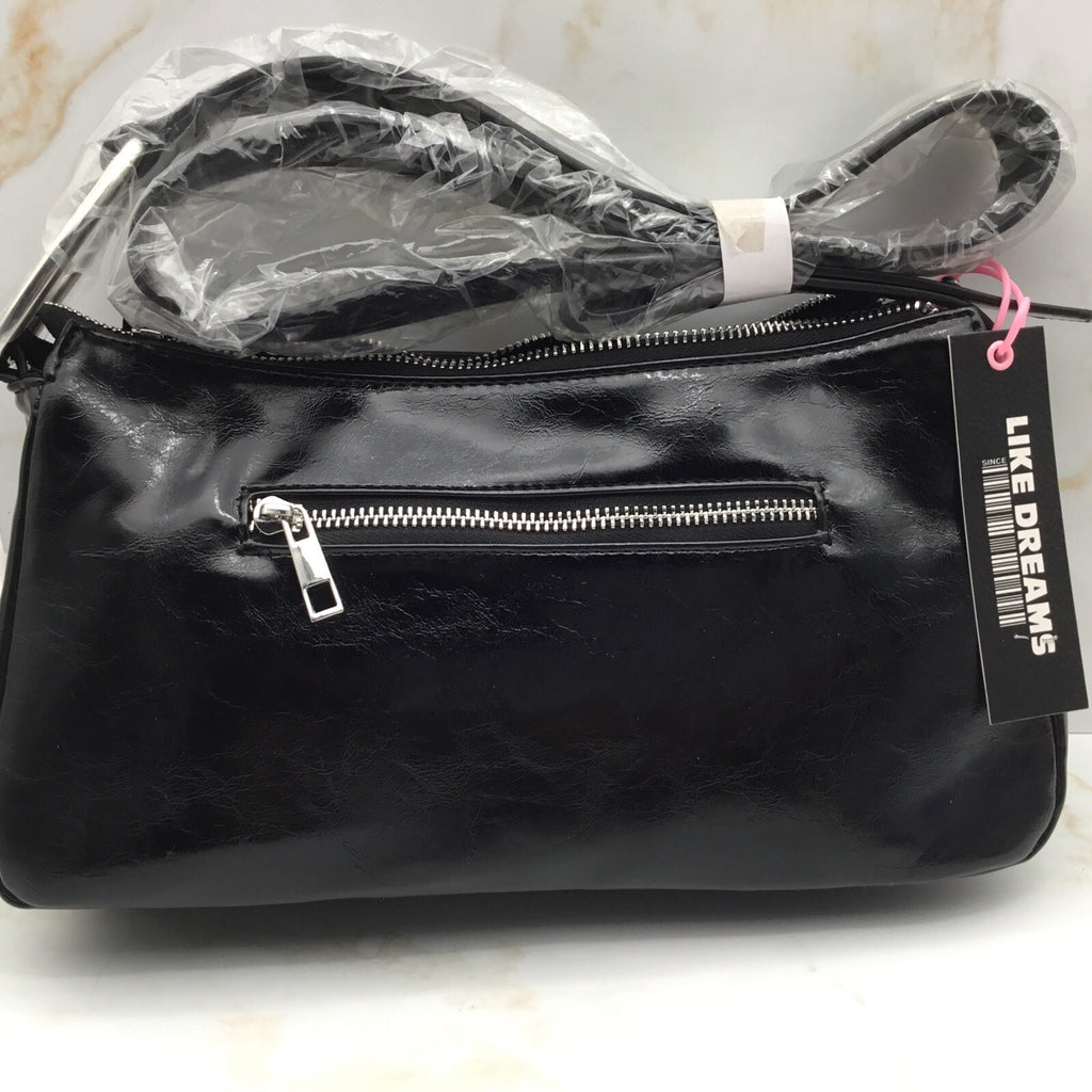 Like Dreams Maverick Shoulder Bag Black Patented Silver