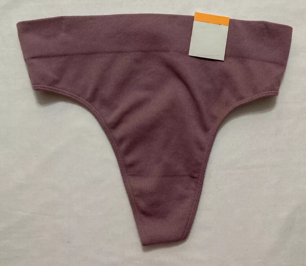 Jenni Women’s Seamless Ribbed Hi-Cut Thong, Antique Rose, XXL