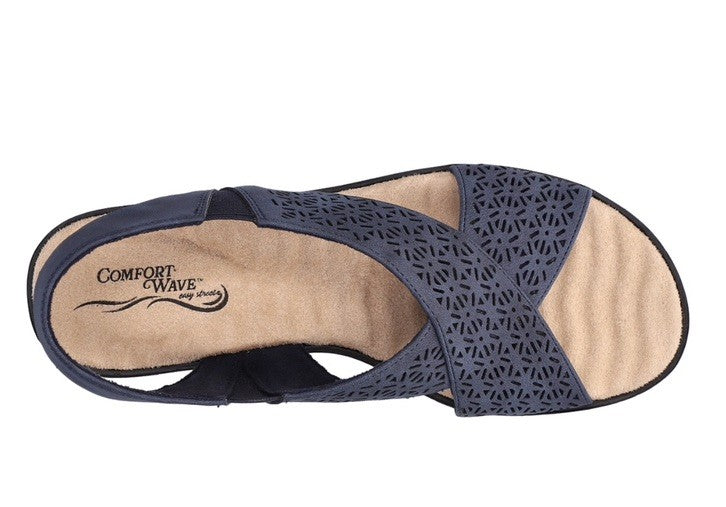 Easy Street Women's Claudia Comfort Wave Sandals Navy/Gore 71/2 M
