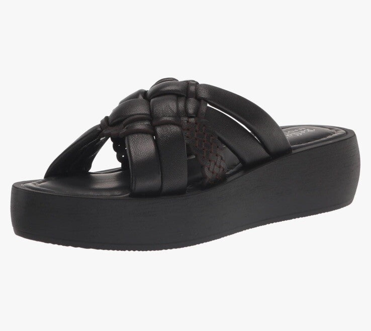 Bella Vita Women Ned-Italy Platform Leather Slide Sandals 5M Black