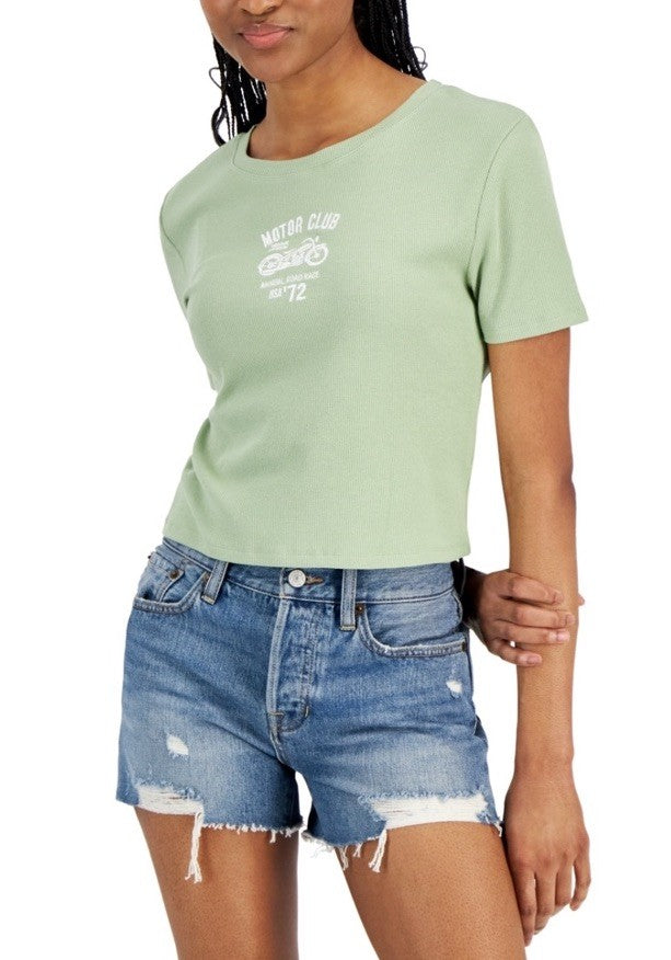 Grayson Threads, the Label Juniors' Motor Club Graphic Ribbed T-Shirt, Green, S