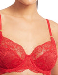 Lauren Ralph Lauren 38DD Bra Red Lace Unlined Full Coverage