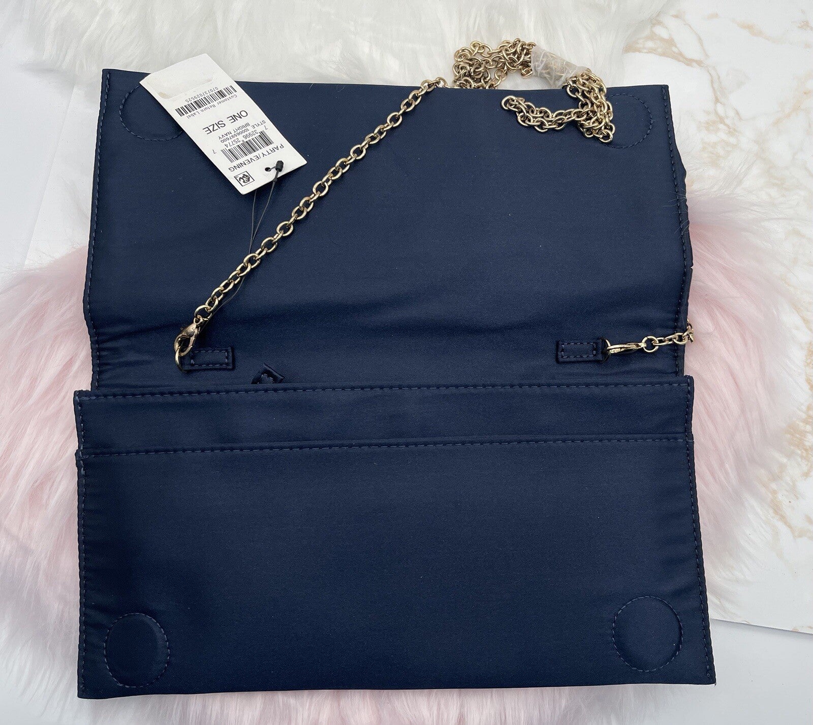 Inc International Party/evening Hand Bag One Size Satin Navy