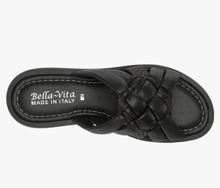 Bella Vita Women Ned-Italy Platform Leather Slide Sandals 5M Black