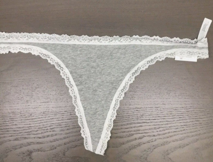 Jenni Women's Lace-Trim Thong Hthr Grey XXL