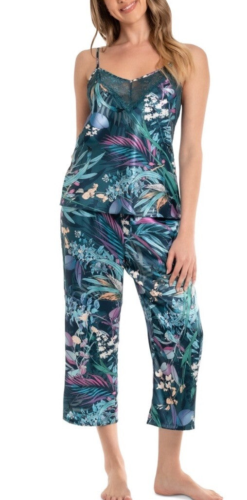 Linea Donatella Womens 2 Pc Botanical Pajama Pants Set M