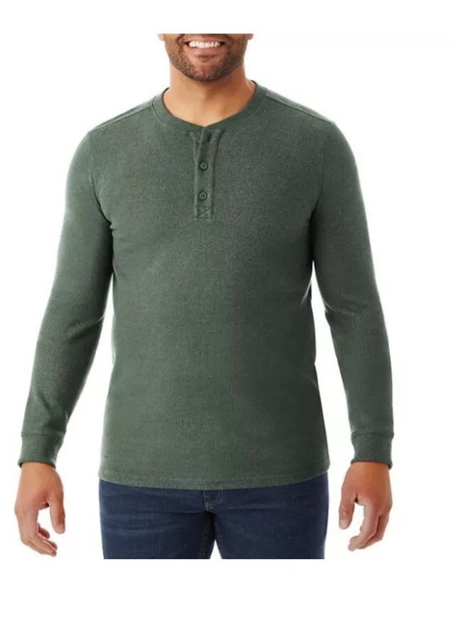Member’s Mark, Men’s Long Sleeve Thermal Henley, NWT, Size X-Large, Midnight Gre