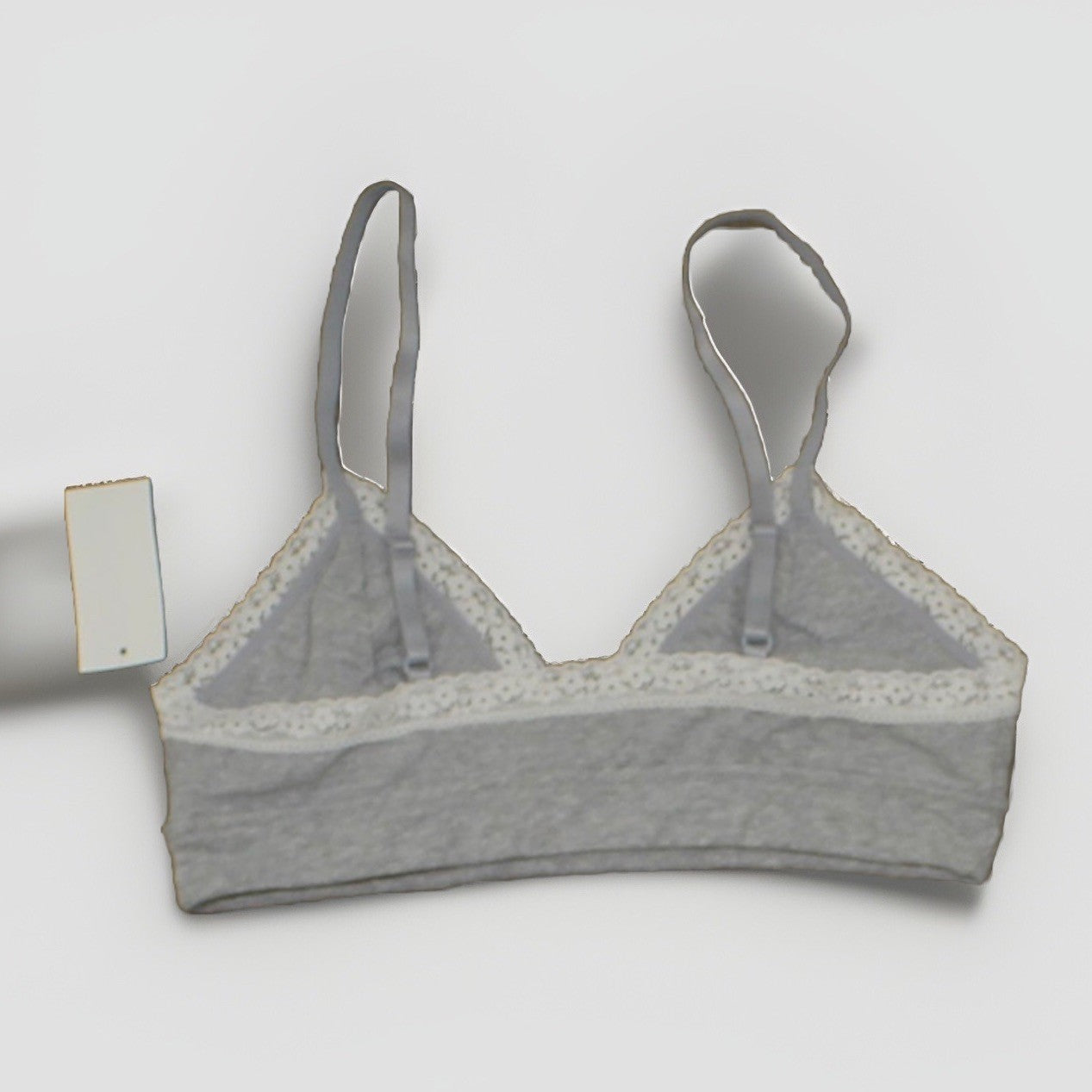 Jenni On Repeat Wide Lace Trim Cotton Bralette Grey Heather, Size Medium