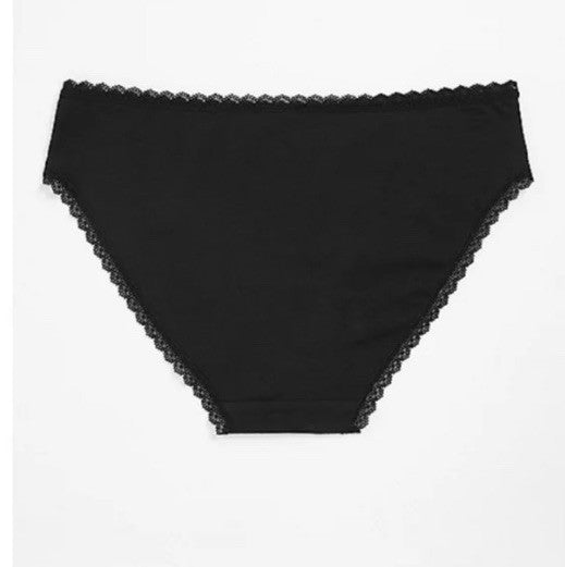 Jenni Women’s Lace Trim Bikini Underwear M Black 