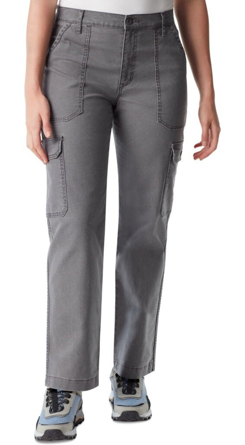 Bass Outdoor Women High-Rise Canvas Cargo Pants Forged Iron Size 4