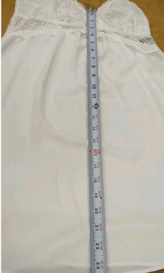I.N.C. International Concepts Lace & Chiffon Nightgown, White, S