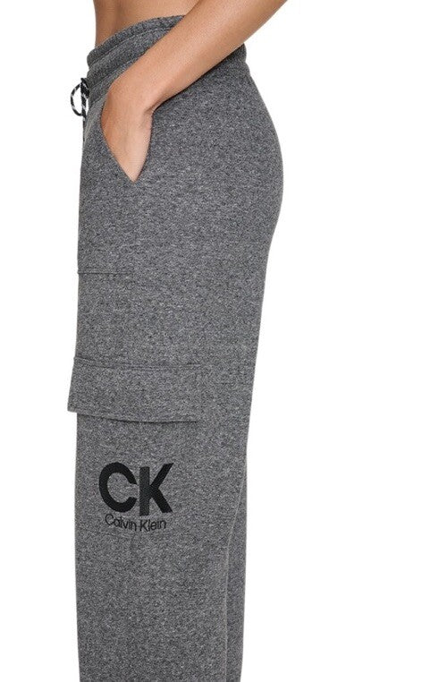 Calvin Klein Women's Active Embroidered-Logo Cargo Pants - Black Heather M