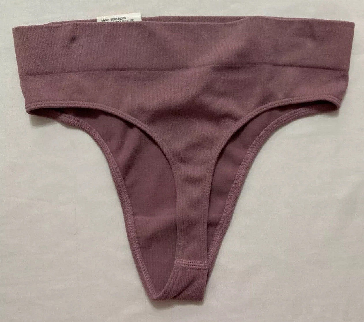 Jenni Women’s Seamless Ribbed Hi-Cut Thong, Antique Rose, XXL