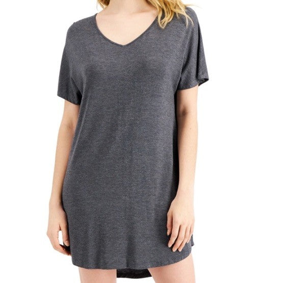Alfani Women's V-Neck Sleep Shirt Hy Charcoal Htr XL