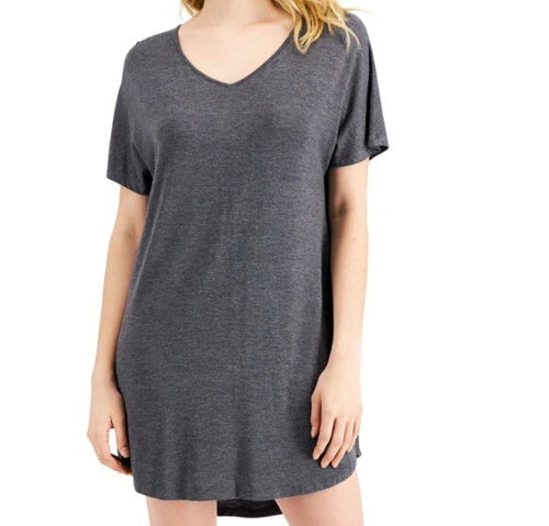 Alfani Women's V-Neck Sleep Shirt Hy Charcoal Htr XL