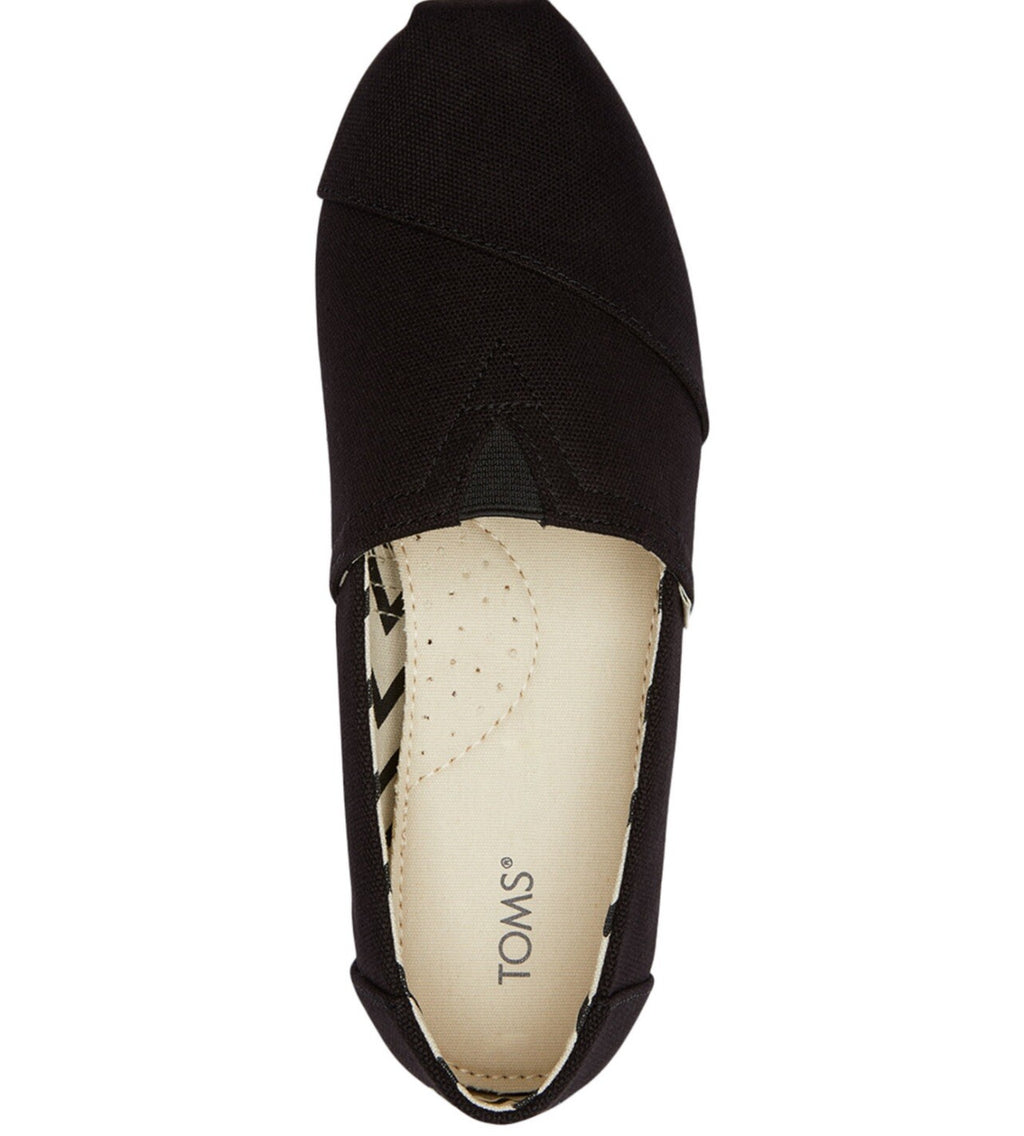 Women's Toms Alpargata Black/Black Recycled Cotton Canvas  100% Original Brand