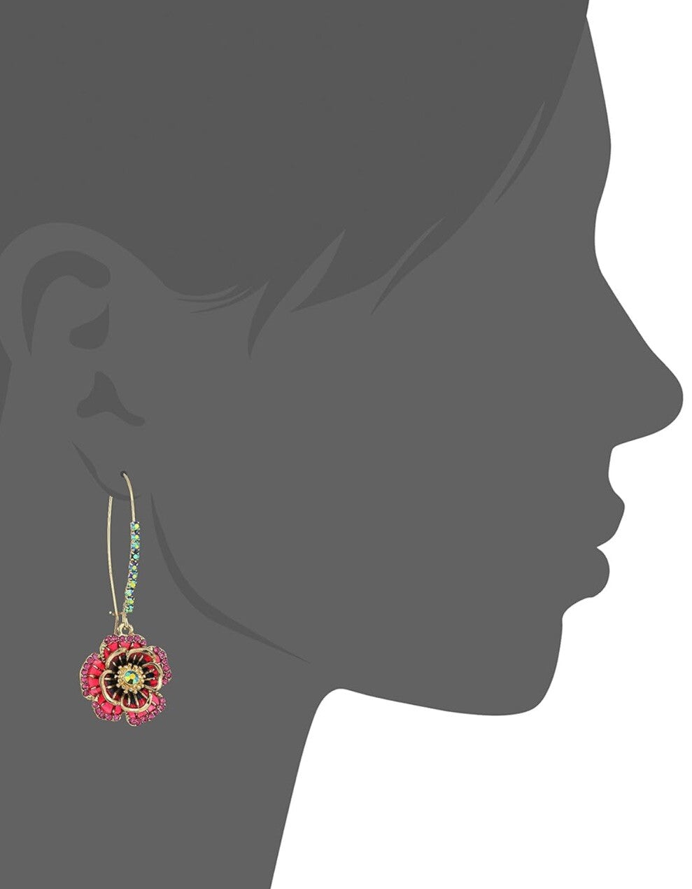 US Seller Betsey Johnson Rose Dangle Earrings Multi-color