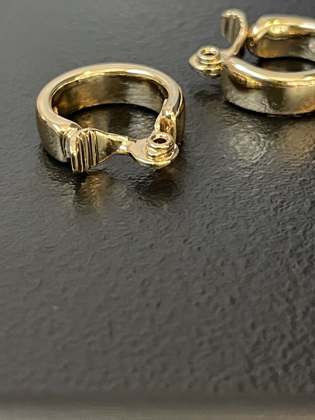 Anne Klein Gold Tone Small Wide  Clip On Hoop Earrings 