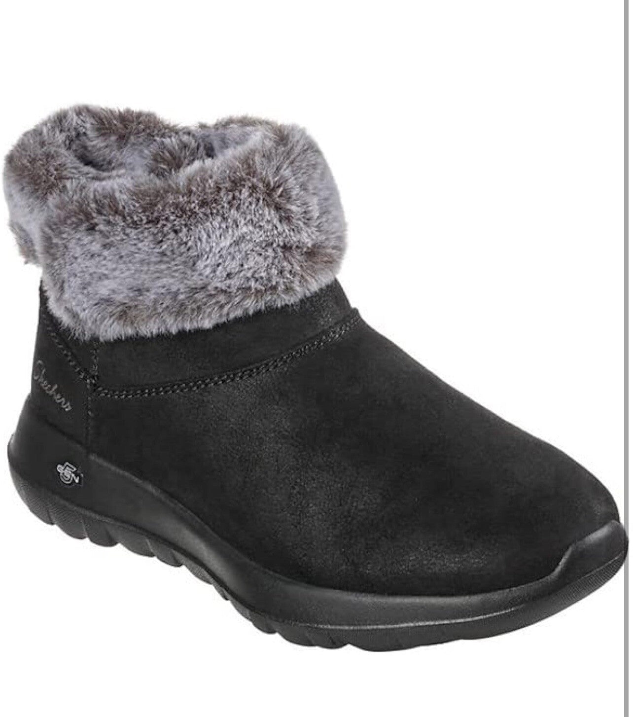 Skechers Womens Size 9 Boots Go Walk Air Cooled Goga Mat Black Walking Faux Fur