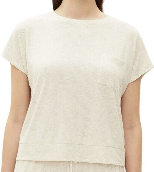 GAP GapBody Women's Ribbed Short-Sleeve Pajama Top Oatmeal L
