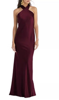 Lovely Plus Size Draped Twist Halter Tie-Back Trumpet Gown XL