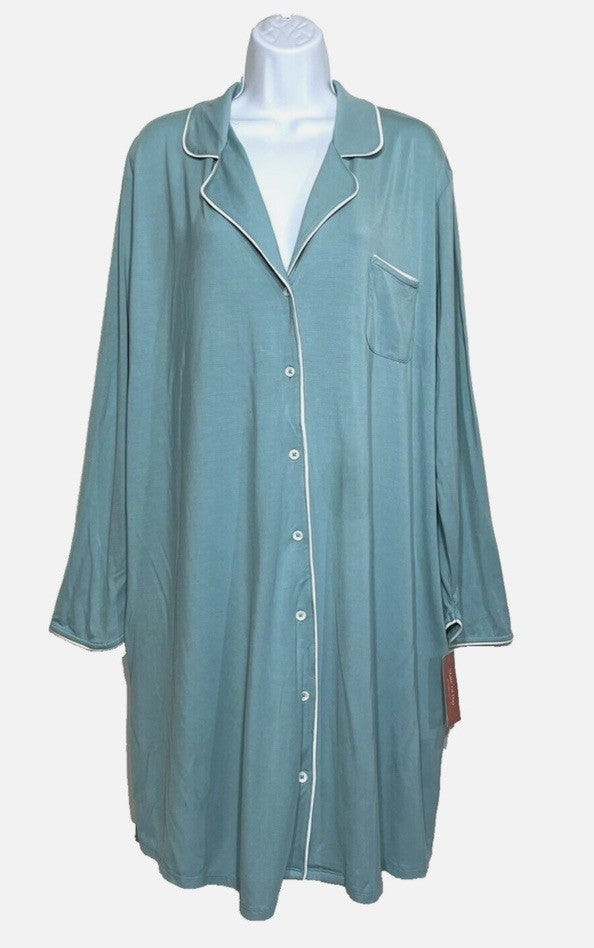 State of Day Women's Notch Collar Sleepshirt Nile Blue XL