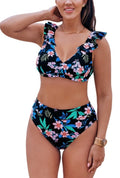 Cupshe Women's Floral Print Bikini Top & High-Rise Bottoms  Large Bust M-DD