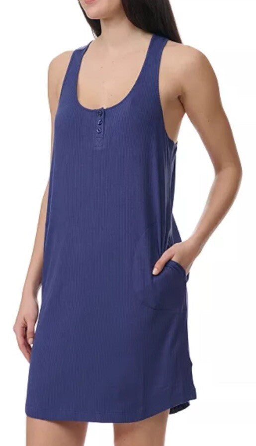 SplendidWomen's Sleeveless Racerback Tank Nightgown  Blue Size Large