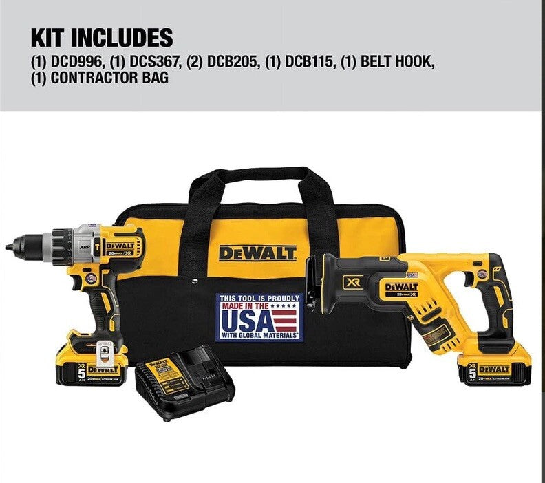 DEWALT DCK294P2 20V Hammer Drill and Reciprocating Saw Combo Kit