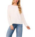 Vince Camuto Women's Warm Cozy Pullover Crew Neck Cable Sweater White Size M