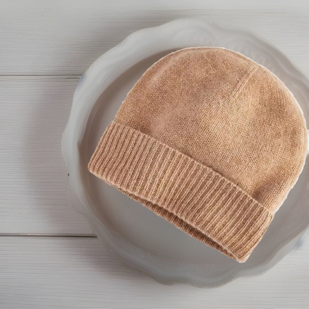 Charter Club Cashmere Cuffed Beanie Heather Camel ONE SIZE