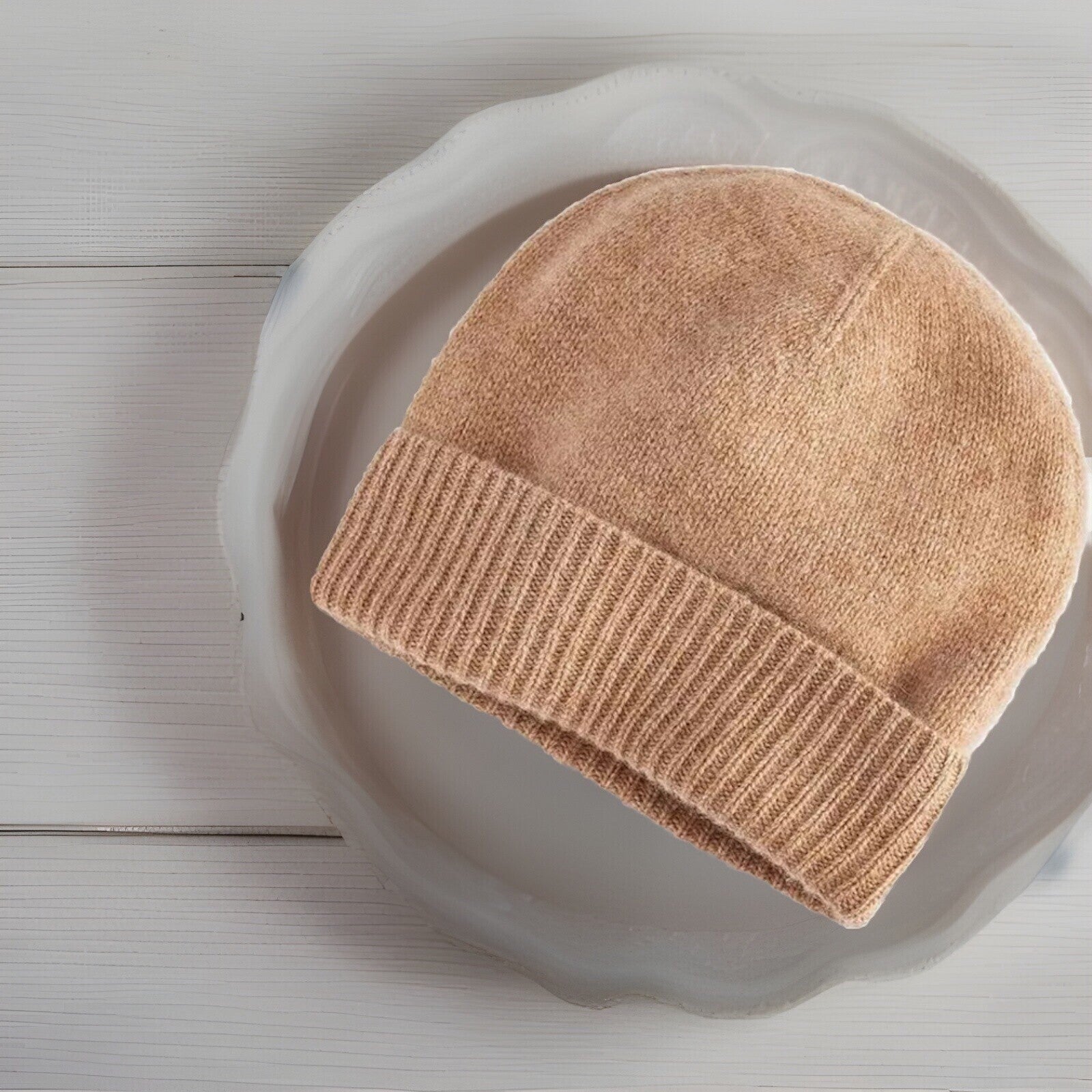 Charter Club Cashmere Cuffed Beanie Heather Camel ONE SIZE