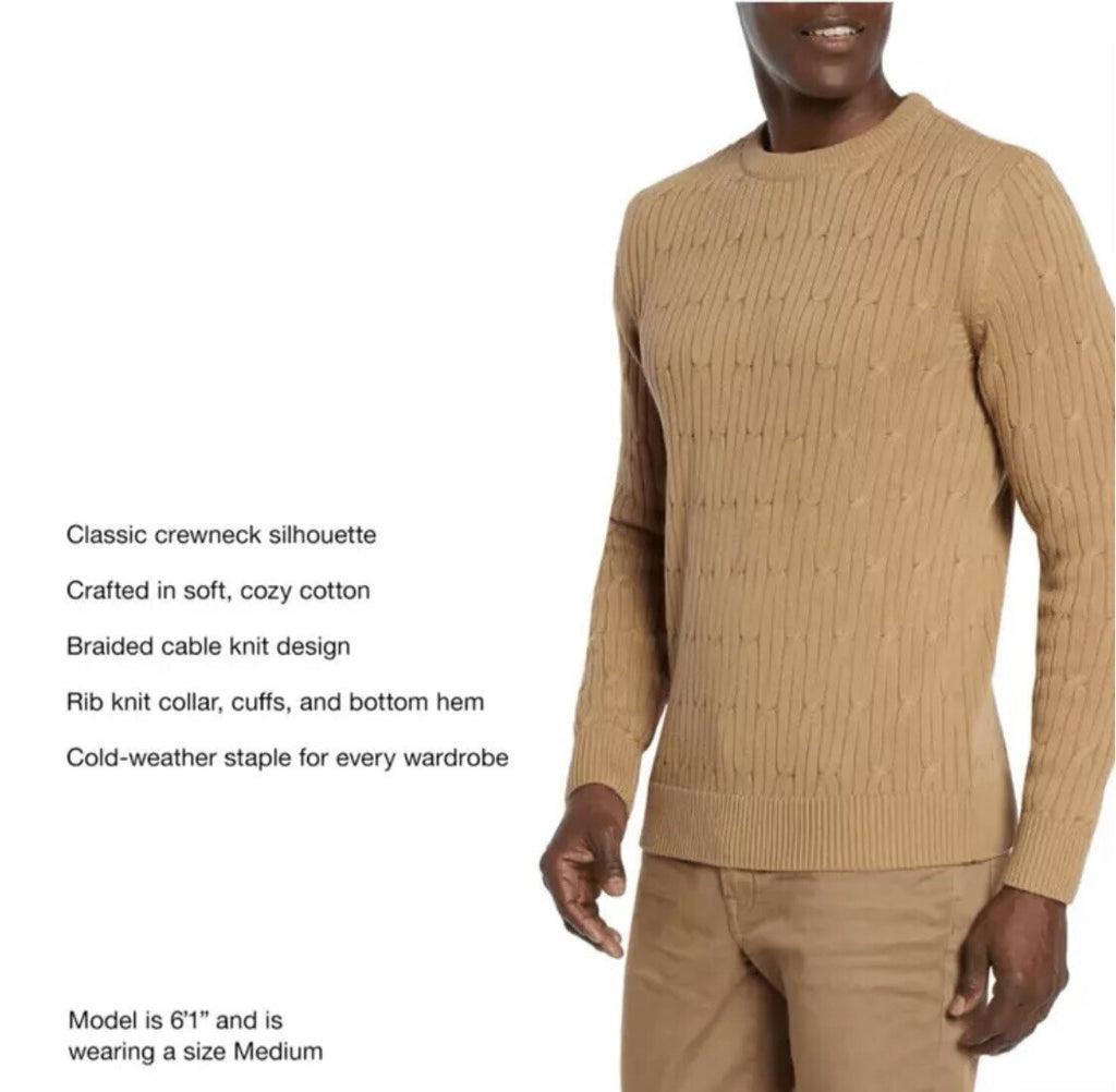 Express Men's Cable Knit Sweater Size XXL Pecan