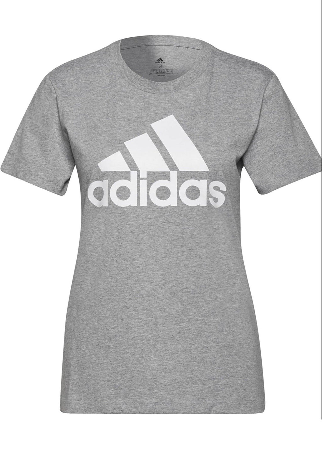 Adidas Women's Essentials Logo Tee, Medium Grey Heather/White