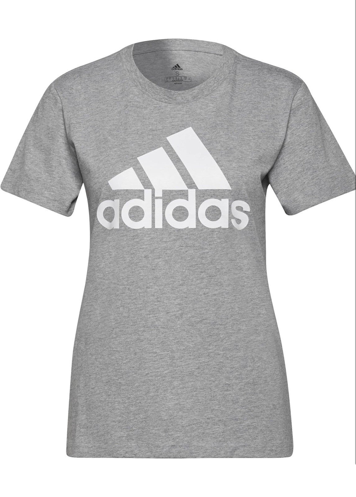 Adidas Women's Essentials Logo Tee, Medium Grey Heather/White